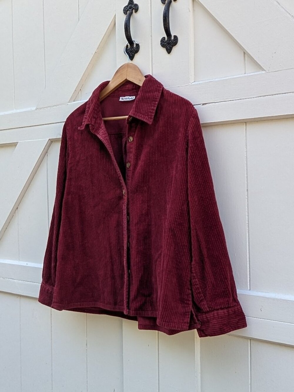 Vintage NorthStyle Deep Burgundy Red 100% Cotton Wide Wale Corduroy Shacket M/L